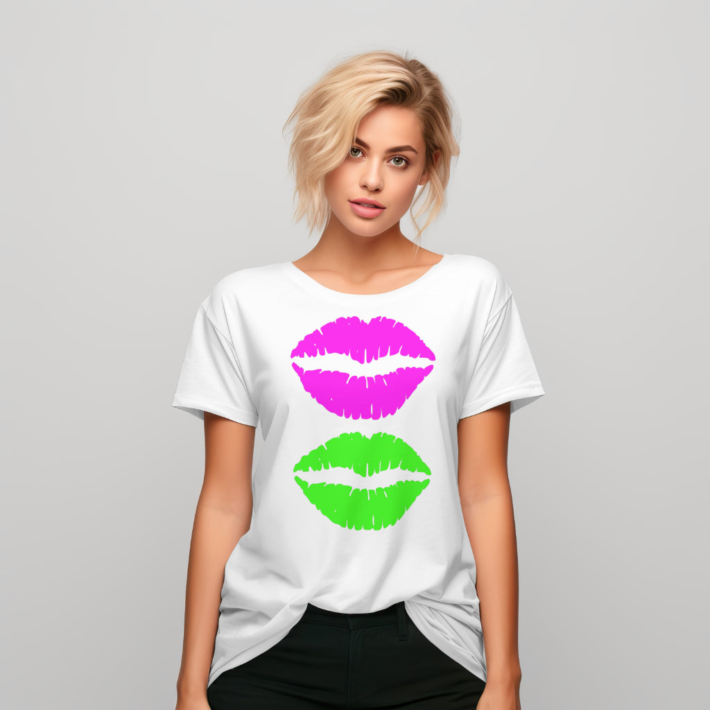 Lipstick Neon Pink/Neon Green T Shirt